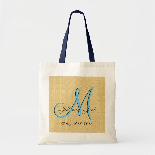 3d Monogram Embossed Gold Tote Bag (Front)