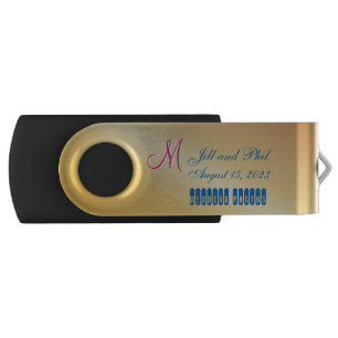 3d Monogram Gold Damask Flash Drive