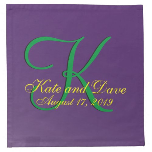 3d Monogram Purple Fab Fun Cloth Napkin