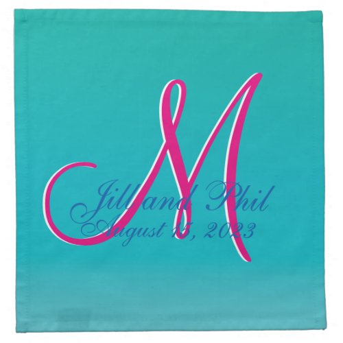 3d Monogram Turquoise Cloth Napkin