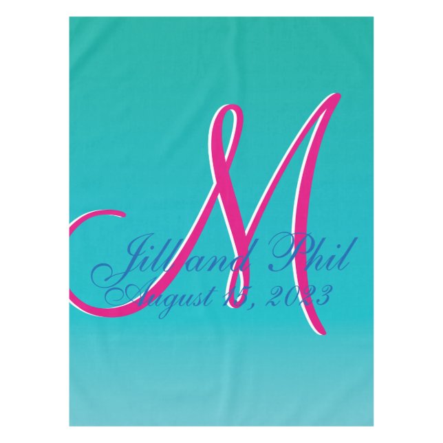 3d Monogram Turquoise Tablecloth (Front)