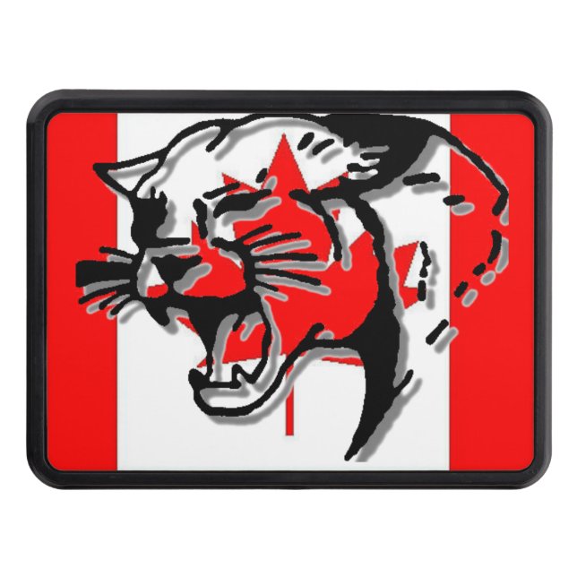 3D Mountain Lion on Canadian Flag Tow Hitch Cover (Front)