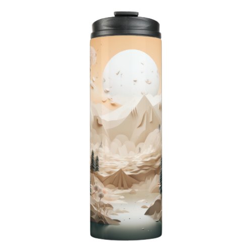 3d Mountains landscape Thermal Tumbler