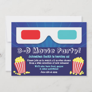 3D Movie Party Birthday Invitation