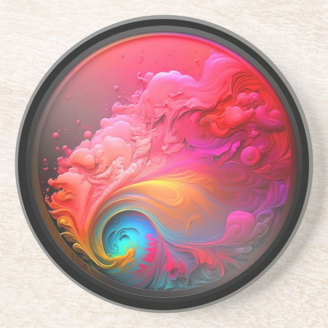 3D Multi-Color Swirls  Coaster (Front)