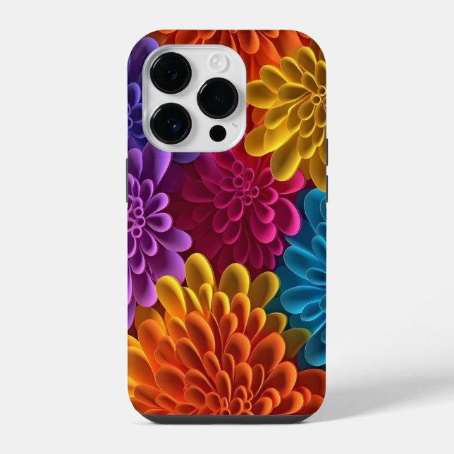 3D Multi-Colored Flowers Iphone Case (Back)