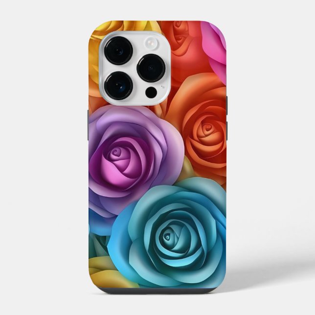 3D Multi-Colored Roses Iphone Case (Back)