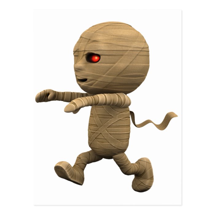 3d mummy running post cards