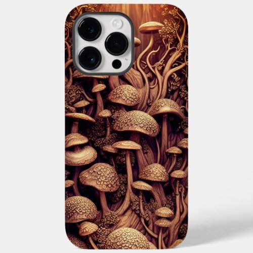 3D Mushrooms Faux Carved Wood Beautiful Magical Case_Mate iPhone 14 Pro Max Case