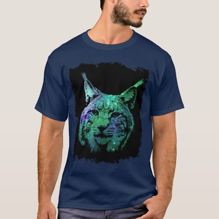 3d Mystical Galaxy Lynx Colorful Fantasy Wild Cat T Shirt Zazzle Com