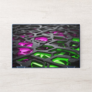 3D Neon Pink Green Futuristic Black Mesh HP Laptop Skin