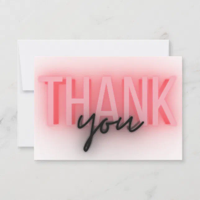 3D Neon Sign Thank You Card | Zazzle