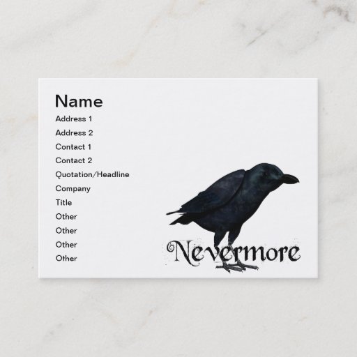 Customizable 3D Nevermore Raven Business Card Templates