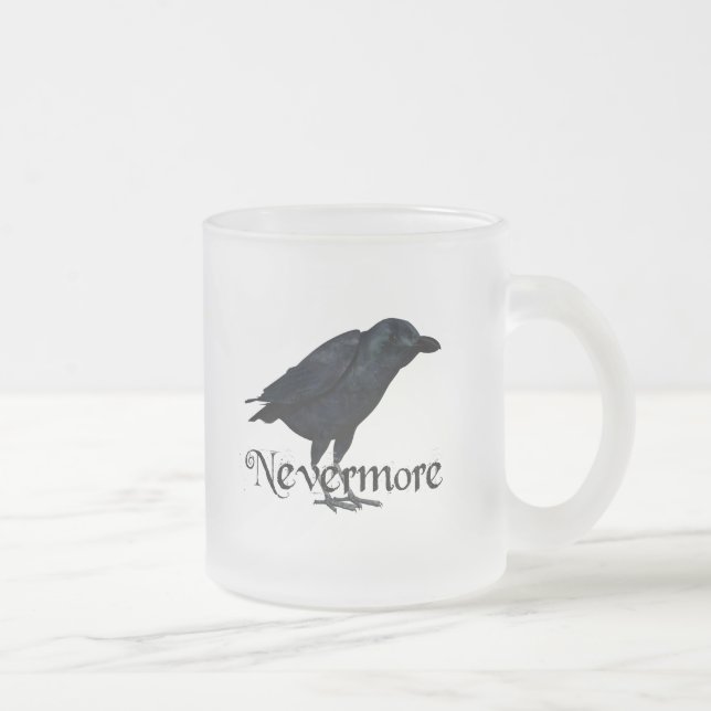 3D Nevermore Raven Frosted Glass Coffee Mug (Right)