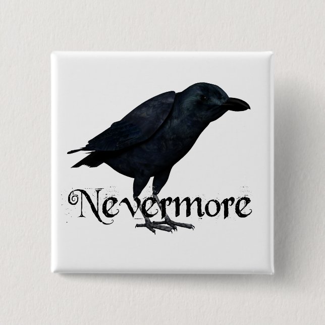 3D Nevermore Raven Pinback Button (Front)