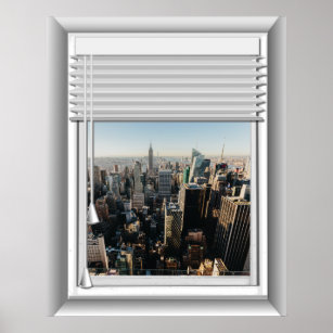 3D New York City Fake Window View Poster