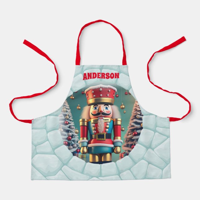 3D Nutcracker Christmas Personalized Kids Apron (Front)