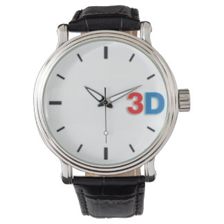 3D O'Clock 2-RdBl. Watch