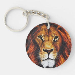 3d oil painting of a lion keychain