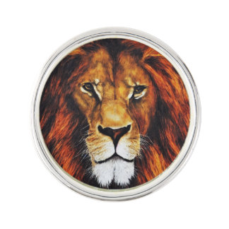 3d oil painting of a lion lapel pin