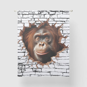 3D Orangutan Wall Break Art – Realistic Safari Sheer Curtains