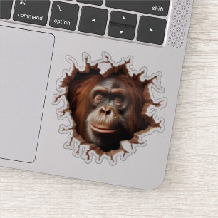3D Orangutan Wall Break Art – Realistic Safari Sticker