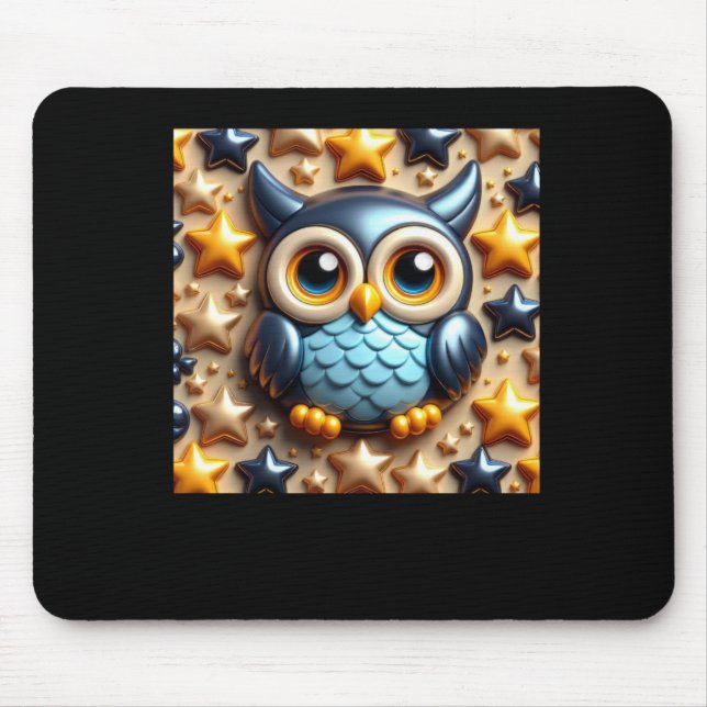 3d Owl Sticker  Mouse Pad (Front)