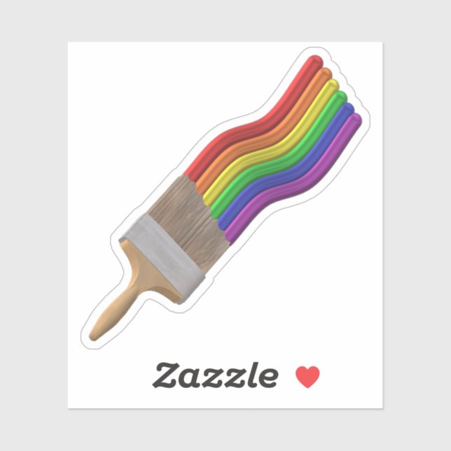 3D Paintbrush Rainbow Sticker (Sheet)