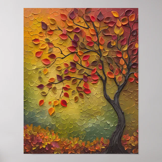 Fall Tree Posters 3D Painting Autumn Tree Poster | Zazzle