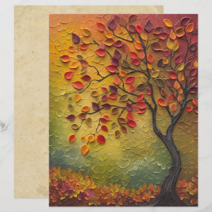 3D Painting Autumn Tree Scrapbook Paper