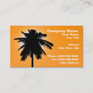 3D Palm Tree Against Sunset Colored Sky Business Card