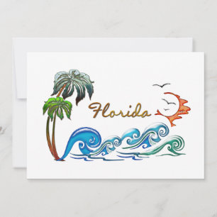 3d Palms, Waves & Sunset FLORIDA Invitation