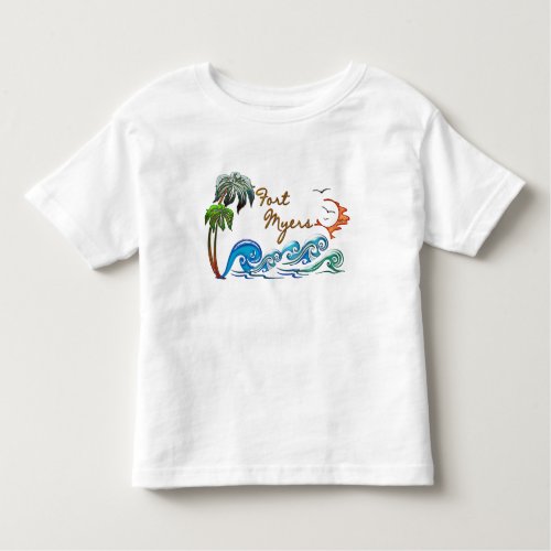 3d Palms Waves  Sunset FORT MYERS Toddler T_shirt