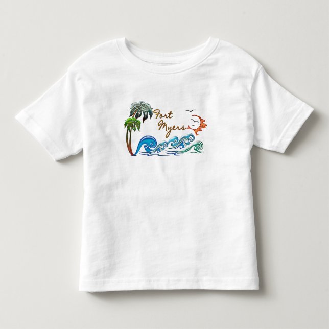3d Palms, Waves & Sunset FORT MYERS Toddler T-shirt (Front)