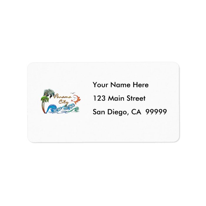 3d Palms, Waves & Sunset PANAMA CITY Personalized Address Labels