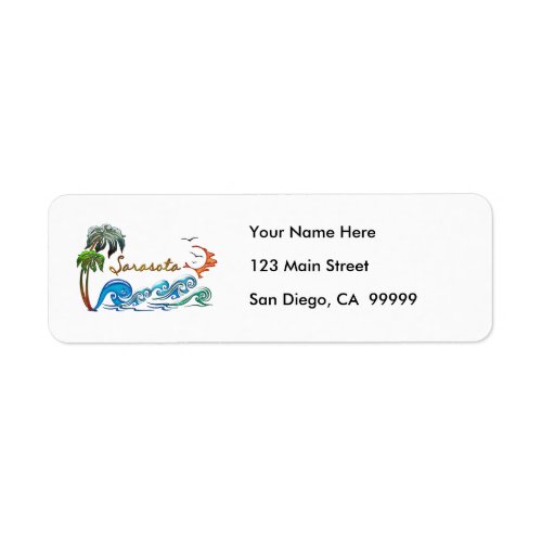 3d Palms, Waves & Sunset SARASOTA Label