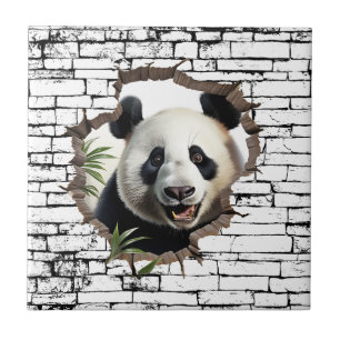 3D Panda Wall Break Art – Realistic Safari Ceramic Tile