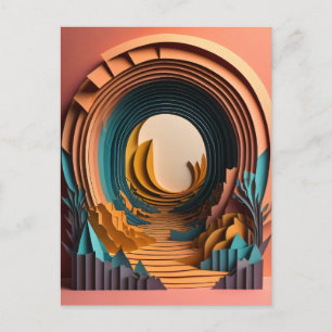 3D Paper Art Design T-shirt Postcard