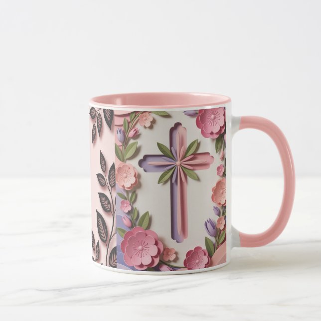 3D Paper-Cut Cross Design Mug – AI-Generated (Right)