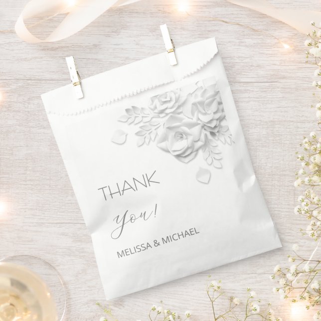 3D Paper Cut Roses Wedding Thank You Favor Bag (Clipped)