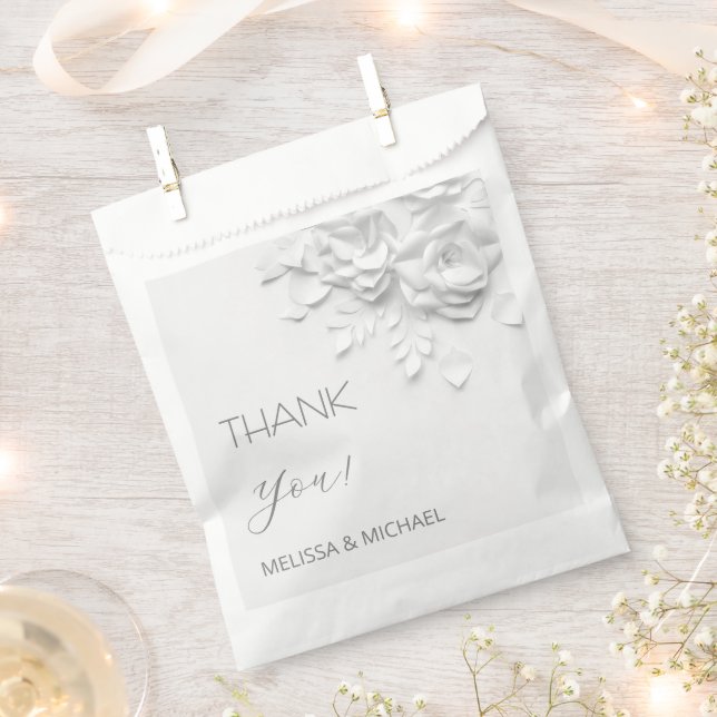 3D Paper Cut Roses Wedding Thank You Favor Bag (Clipped)