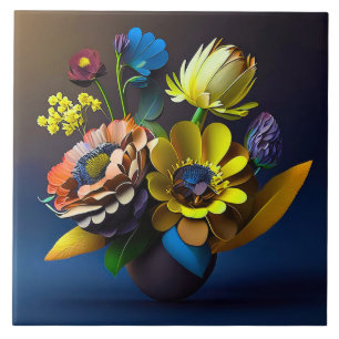 3d paper flowers ceramic tile