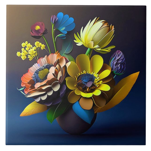 3d paper flowers ceramic tile (Front)