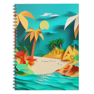 3D Papercraft Tropical Beach Notebook