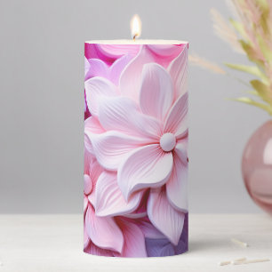 3D Pastel Flower Pattern Pillar Candle
