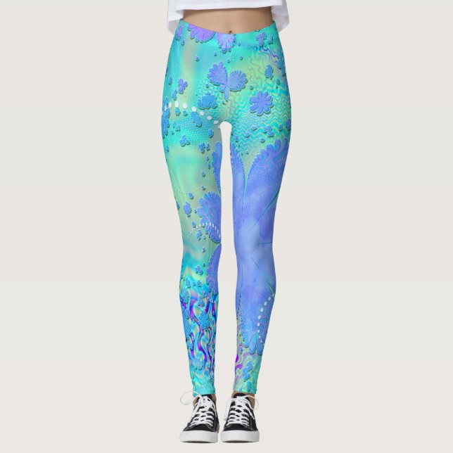 3D Pastel Flower Psychedelic Leggings (Front)