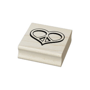 3D Peace & Love Heart Wood Art Stamp