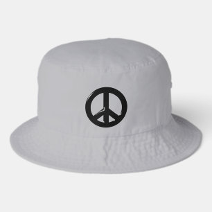 3D Peace Symbol Black Bucket Hat