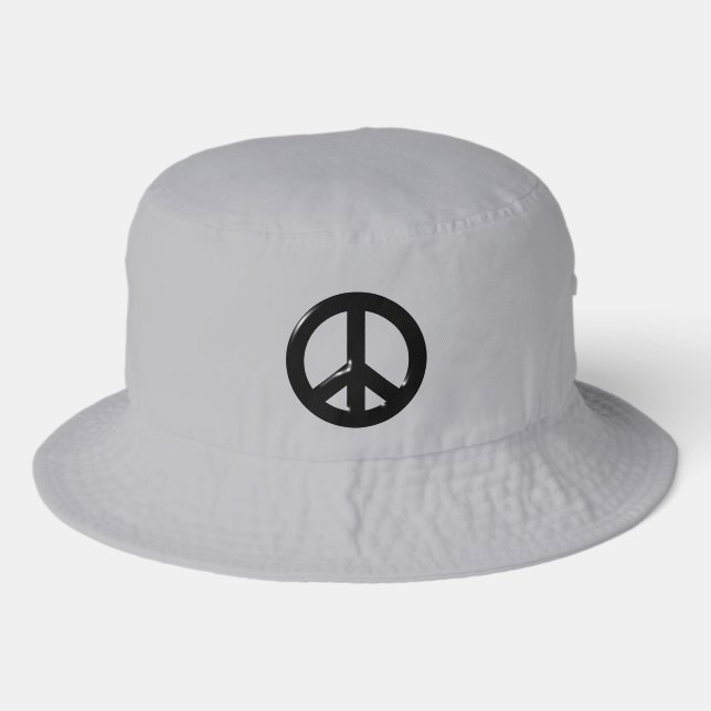 3D Peace Symbol Black Bucket Hat (Front)