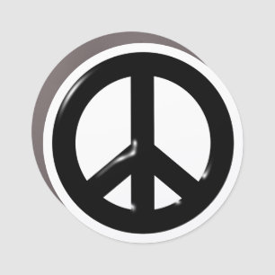 3D Peace Symbol Black Car Magnet